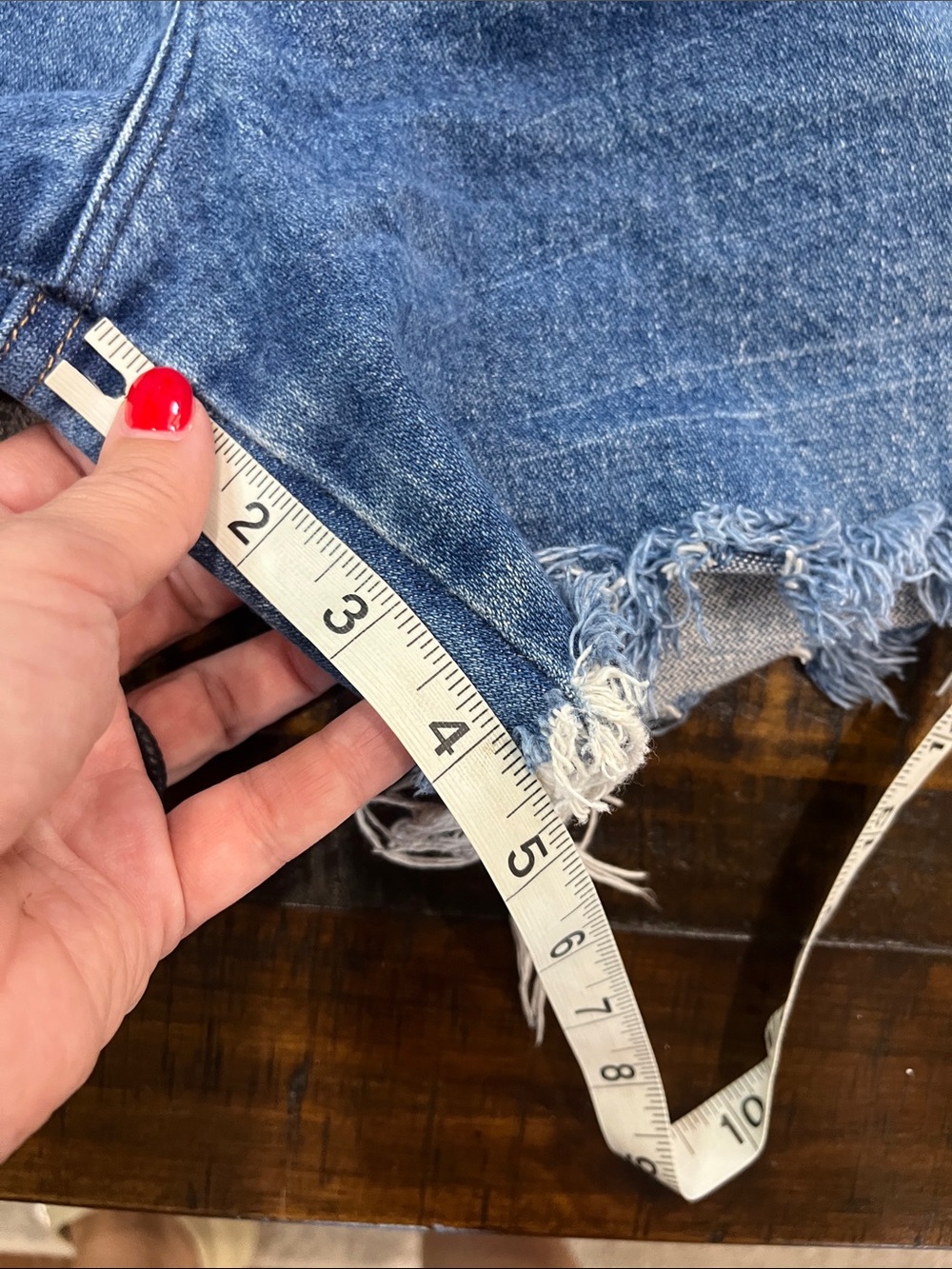 Wrangler Blue Distressed Denim Cutoff Shorts - Picture 7 of 7
